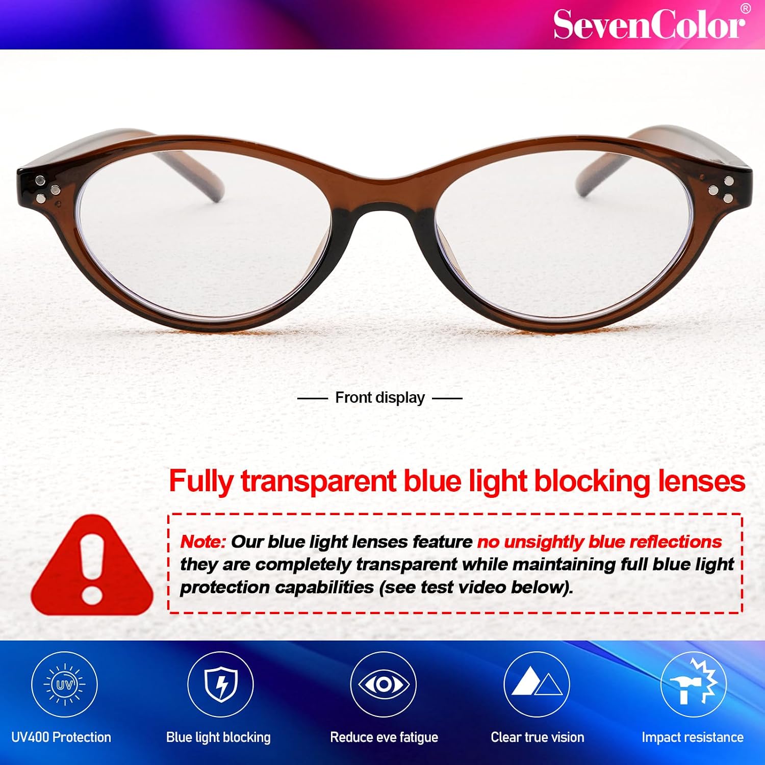 SeverColor Fashion Oval Glasses for Women Men Retro Small Blue Light Blocking Glasses 90s Vintage Eyeglasses