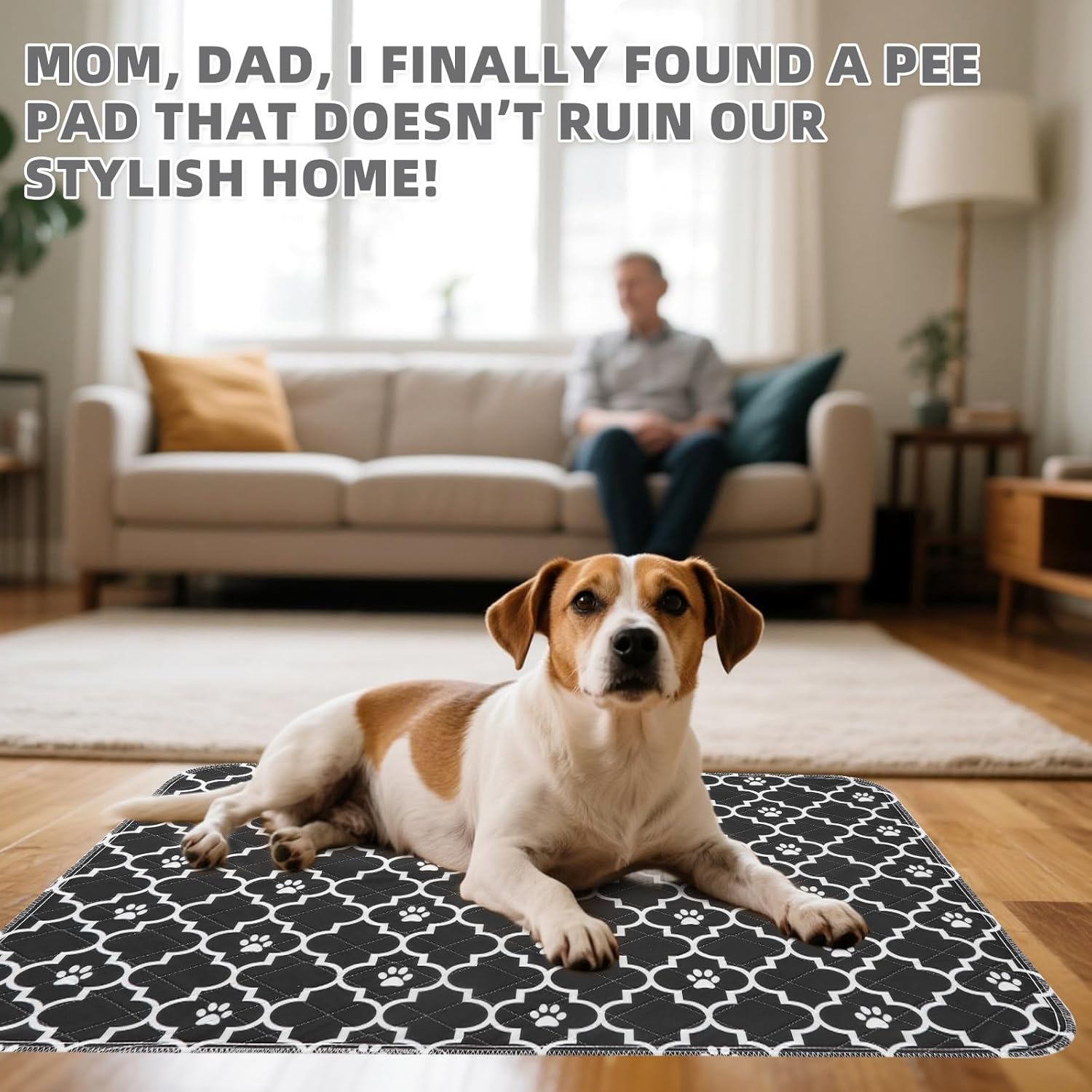 KOOLTAIL Washable Pee Pads for Dogs, 4 Packs Super Absorbent Leakproof & Non-Slip Dog Pee Pad Large, Reusable Puppy Training Pads Waterproof, Pet Mat Rug for Whelping, Floor, Crate, Car, Cats 24"x36"