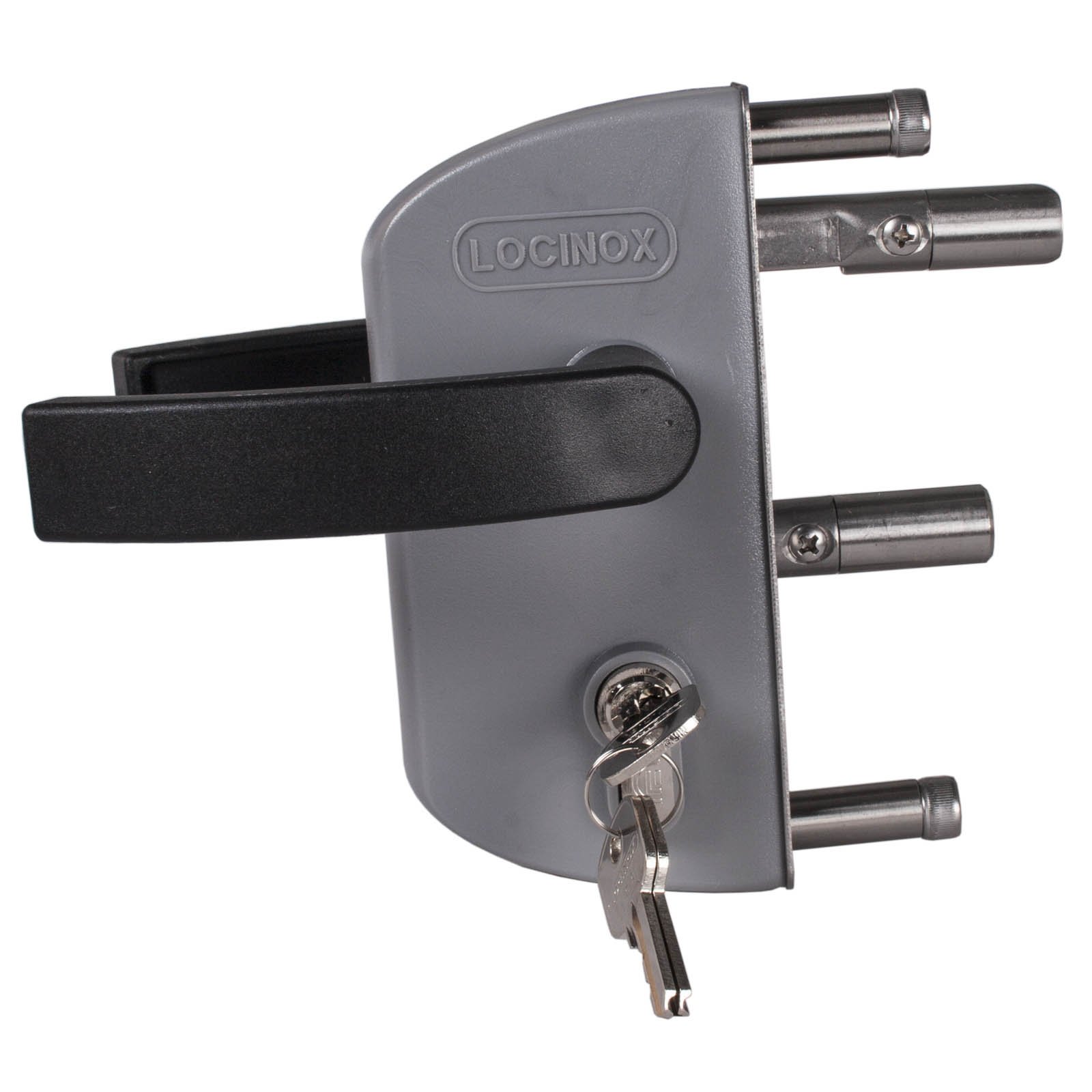 Cerradura de puerta de jardín ATTAS LAKZ P1 RAL 7040, gris, cerradura de puerta giratoria