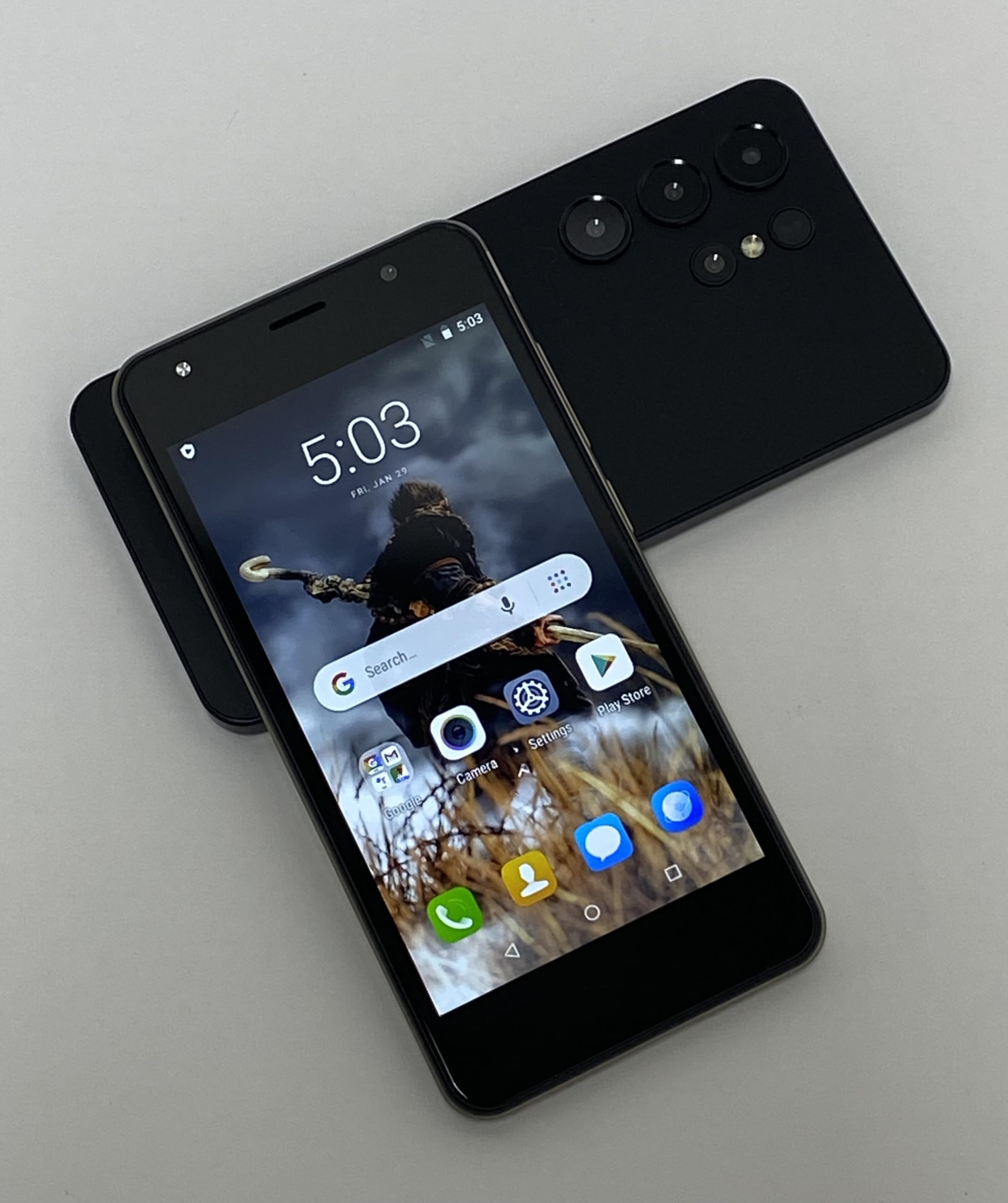 Telefono 4GLTE, doppia SIM + scheda TF, schermo da 5.0 pollici, doppia fotocamera, 2GRAM + 16GROM, estensione TF da 128GB, telefono senza contratto, per utenti principianti (T27black)