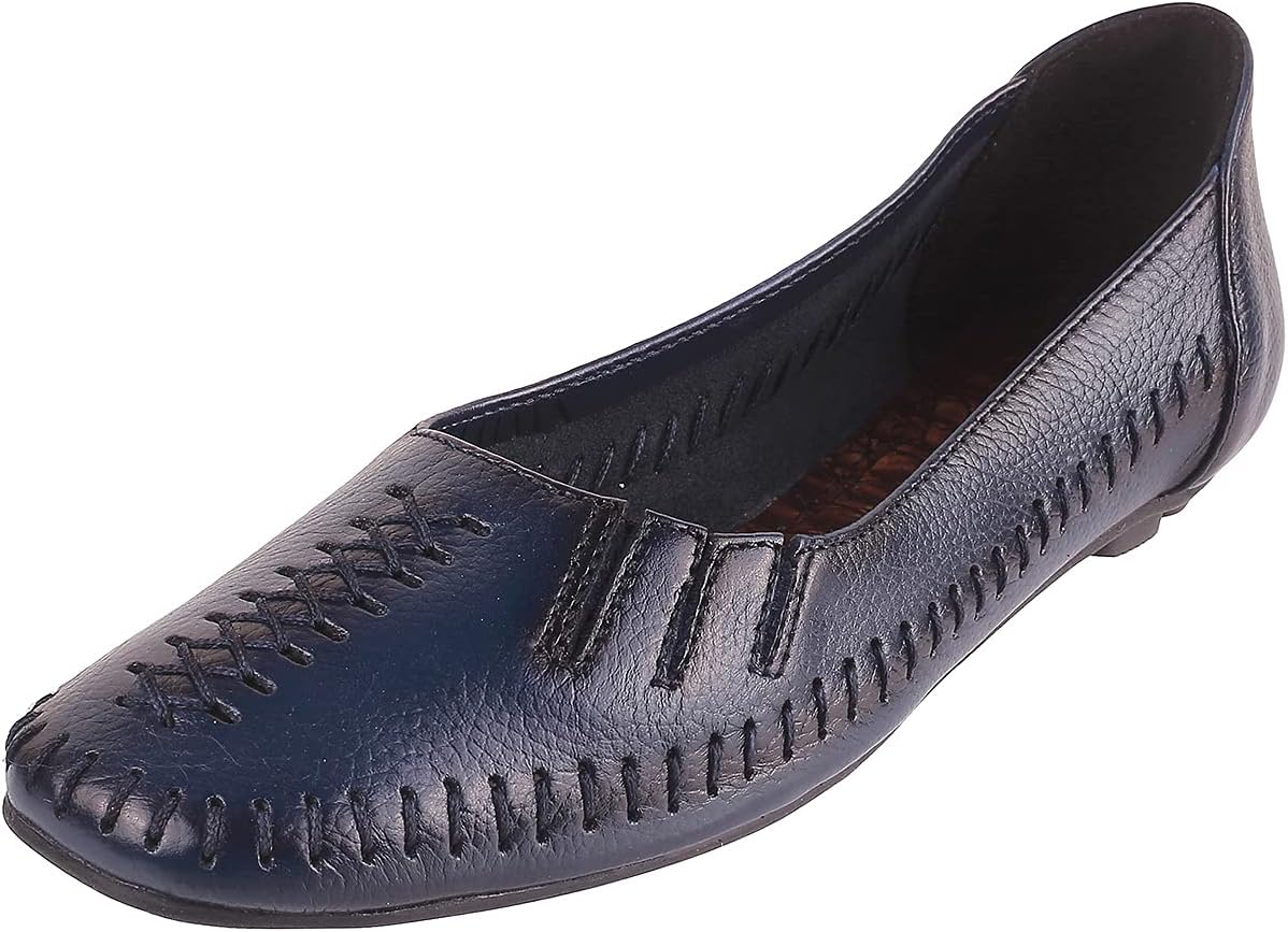 CatwalkWomen's Leather Laser Cut Bellies TAN Ballet Flat