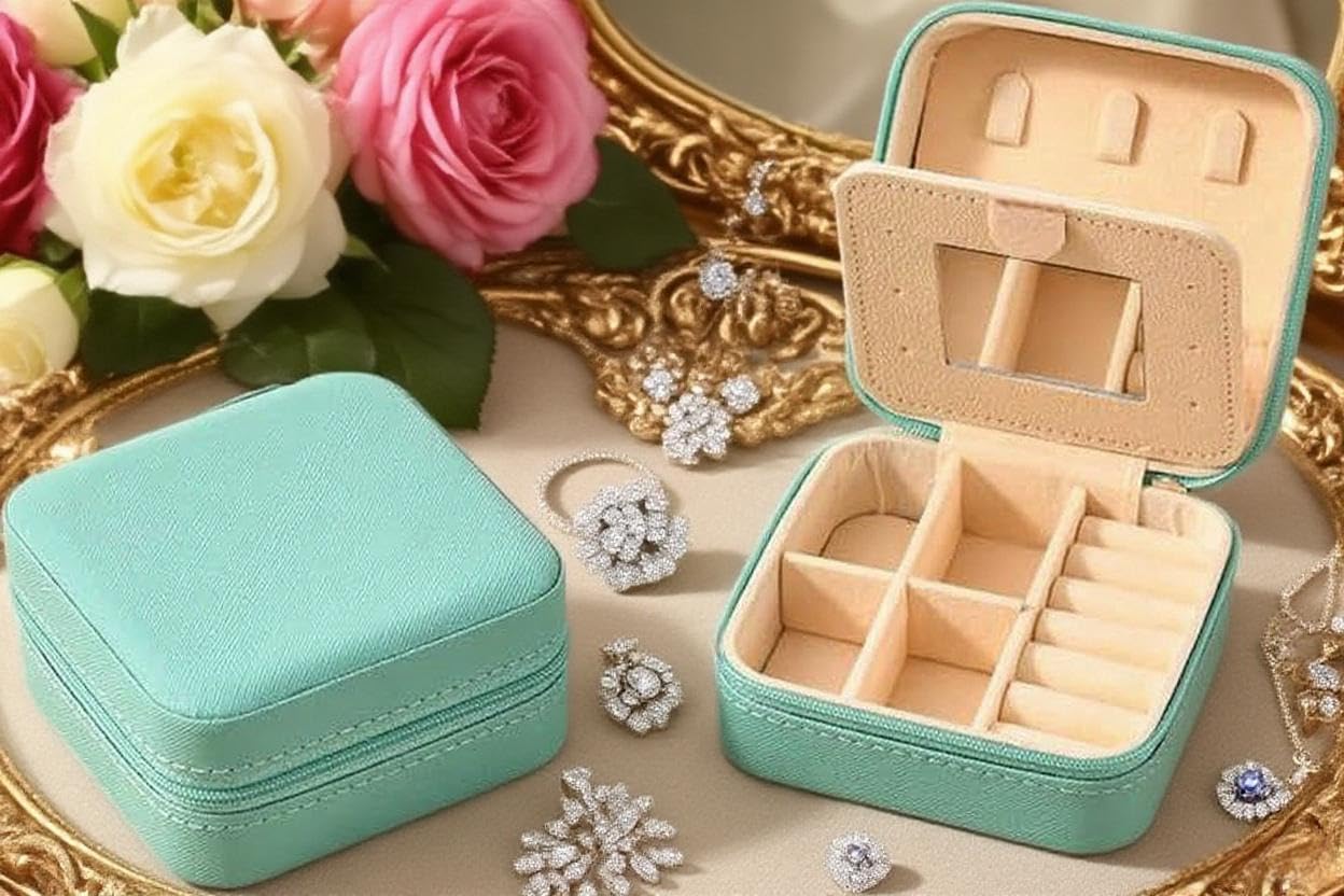 1 Pcs Travel Jewelry Case with a Small mirror Bridesmaid Gift Boxes Bulk Travel Jewelry Case Small Jewels