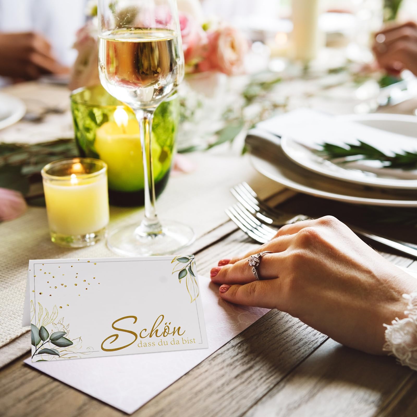 Marque-Places Mariage Lot De 50 - Style Eucalyptus, 8.9x5cm | Pour Baptême, Communion, Anniversaire