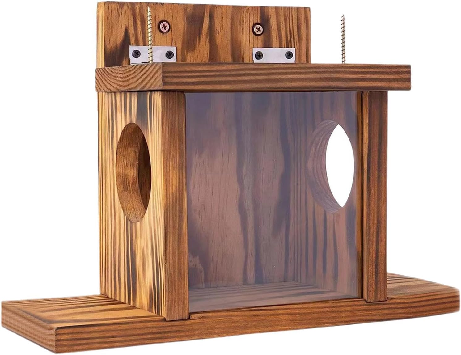 Wood Squirrel Feeder - Easy to Fill Feeder Picnic Table | Removable Squirrel Feederr | Carbonized Chipmunk Feeding House, Garden Decoration for Feeding Corn and
