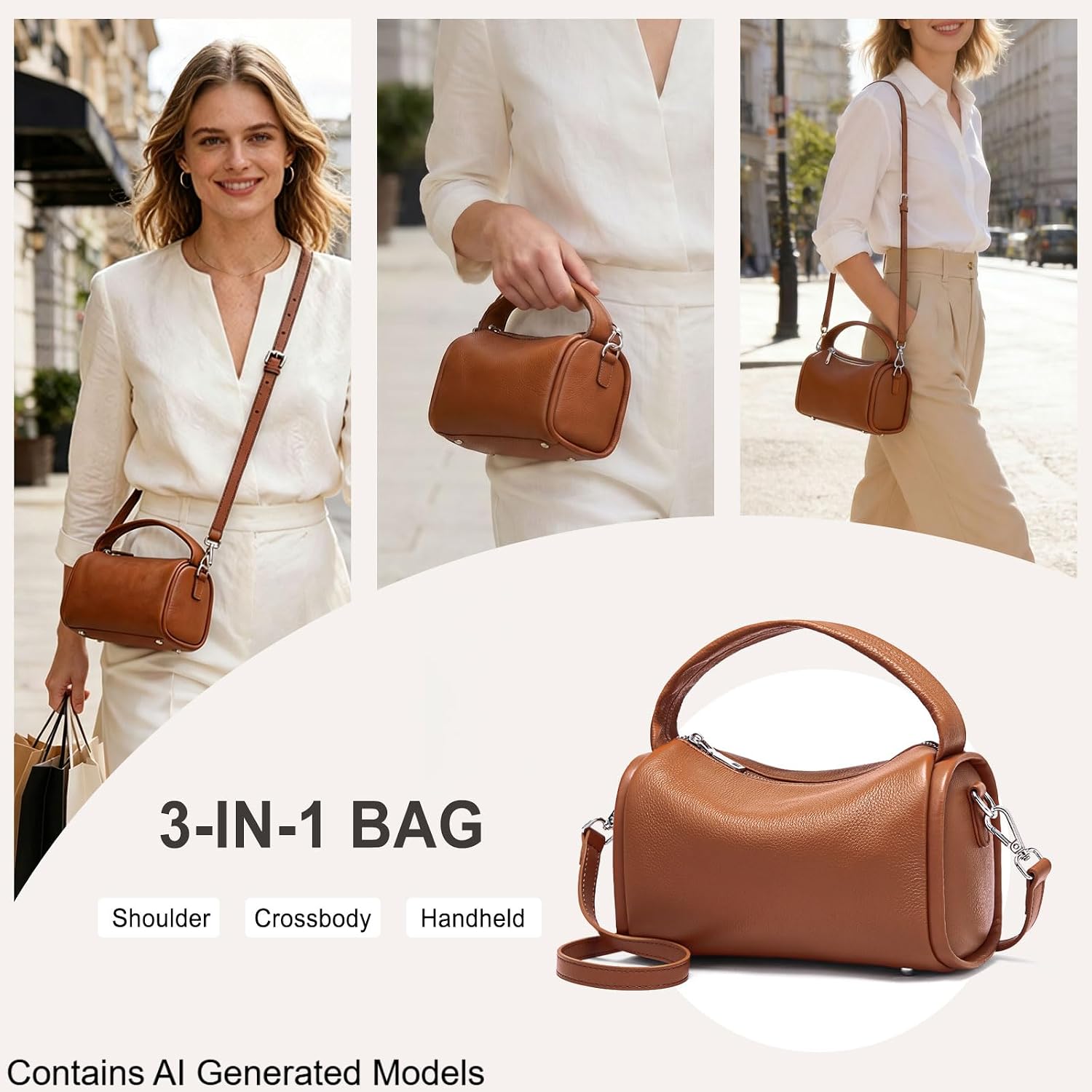 BOYATU Genuine Leather Barrel Crossbody Purse for Women Daily & Travel Use | Exquisitely Designed Hobo Bag with Dual Carry Options, Great for Office, Weekend Trips and Lunch Outings