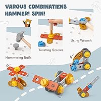 Vista 4 de Giant bean Wooden Baby Push Walker with Activity Center – Car Traffic Theme Tool Bench Shape Sorter, Steering Wheel Gears, Montessori Toy for