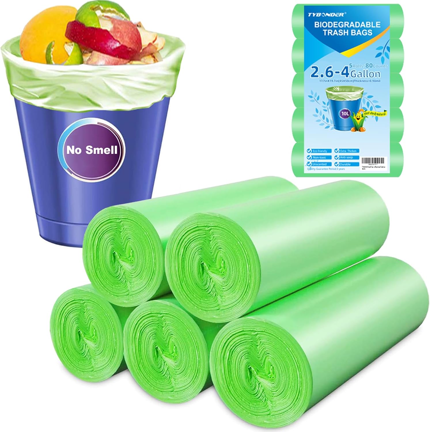 Small Trash Bags 2.6-4Gallon,Super Thicken Biodegradable Trash Bags 4 Gallon,Extra Strong Compostable Garbage Bags Unscented Wastebasket Liners Bags for Kitchen,Bathroom,Office