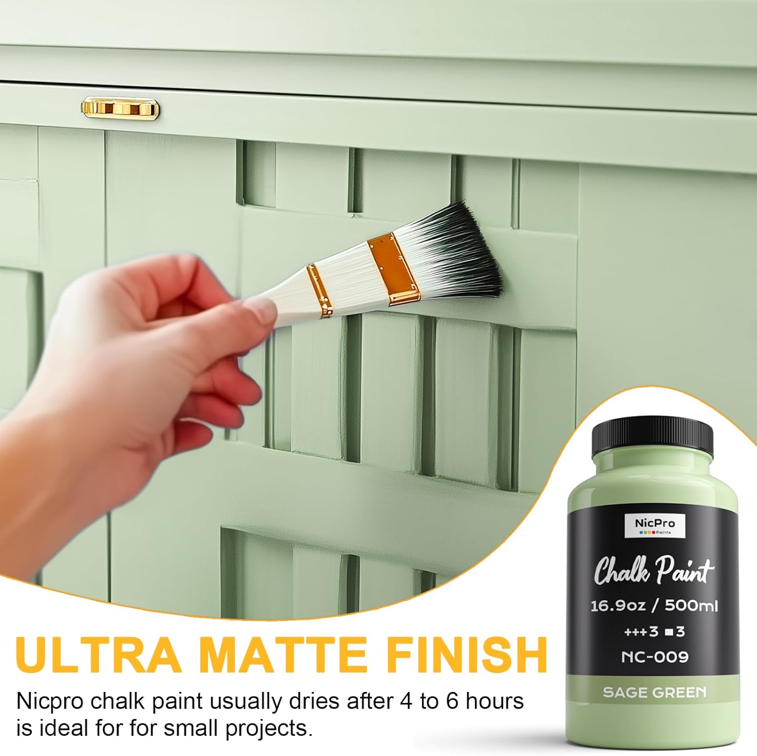 Nicpro 14 Colors Chalk Paint Set with Wax & All-in-One White Chalk Paint for Furniture