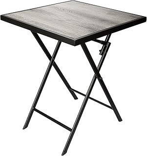 BRUBAKER Mesa de Jardín Bergamo - Tabla de Balcón 58 x 58 cm Impermeable de Metal con Aspecto de Madera - Mesa Plegable para Balcón, Terraza - Gris