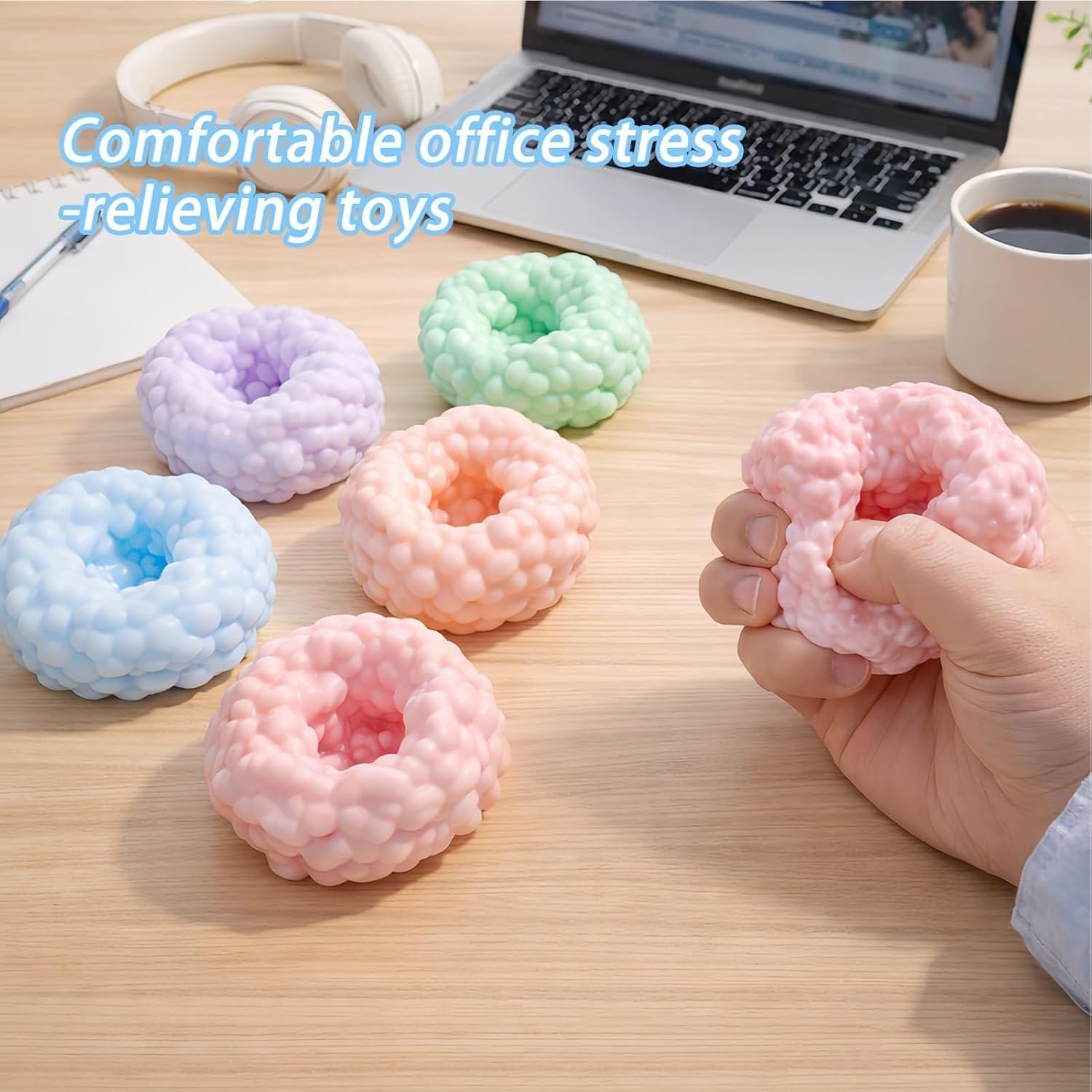 2Pcs Crunchy Squishy Stress Ball, Sand Squishy Stress Relief Balls, Slow Rising Squishies, Soft Crunchy Stress Ball for Kids & Adults (Pink & Green)