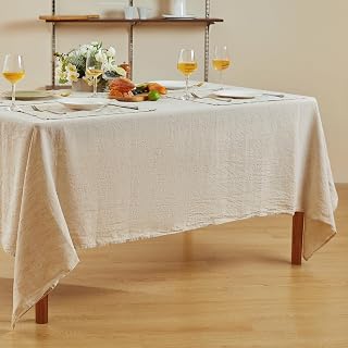 DAPU 100% French Linen Tablecloth 140 x 220 cm for Kitchen Dinning Table...