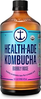 Health-Ade Organic Kombucha Tea, Bubbly Rose, 12-Pack (16 Fl Oz Bottles), Non-GMO, Vegan, Gluten-Free, Fermented Drink with Living Probiotics