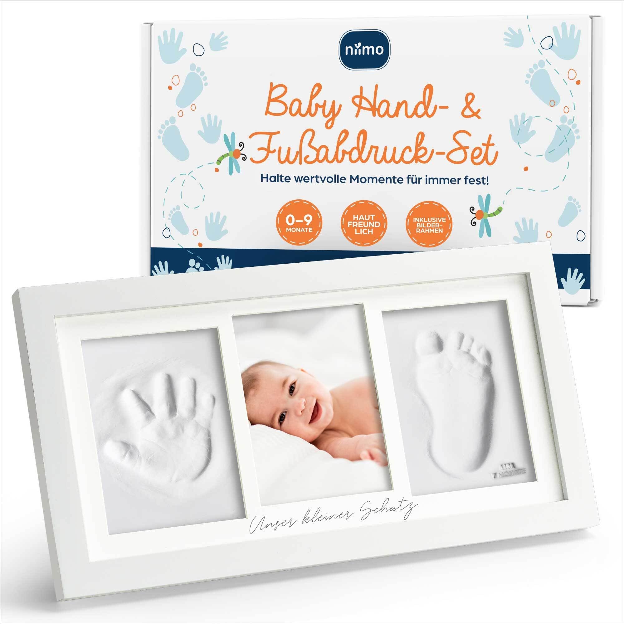 Baby Hand- Und Fußabdruck Set Mit Holzrahmen - Sicherer Ton Für Personalisierte Erinnerungen An Neugeborene