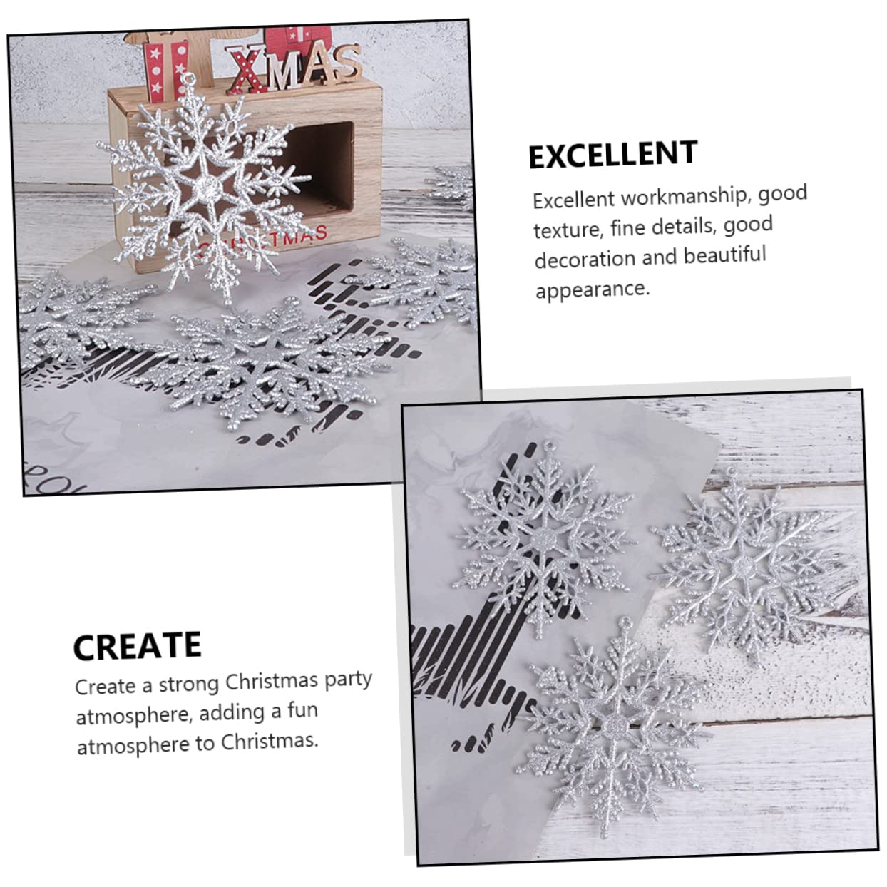 STOBAZA 96piezas Adornos Colgantes para Árbol De Navidad De De Brillo Plata para Decoración Navideña para Fiestas y Eventos