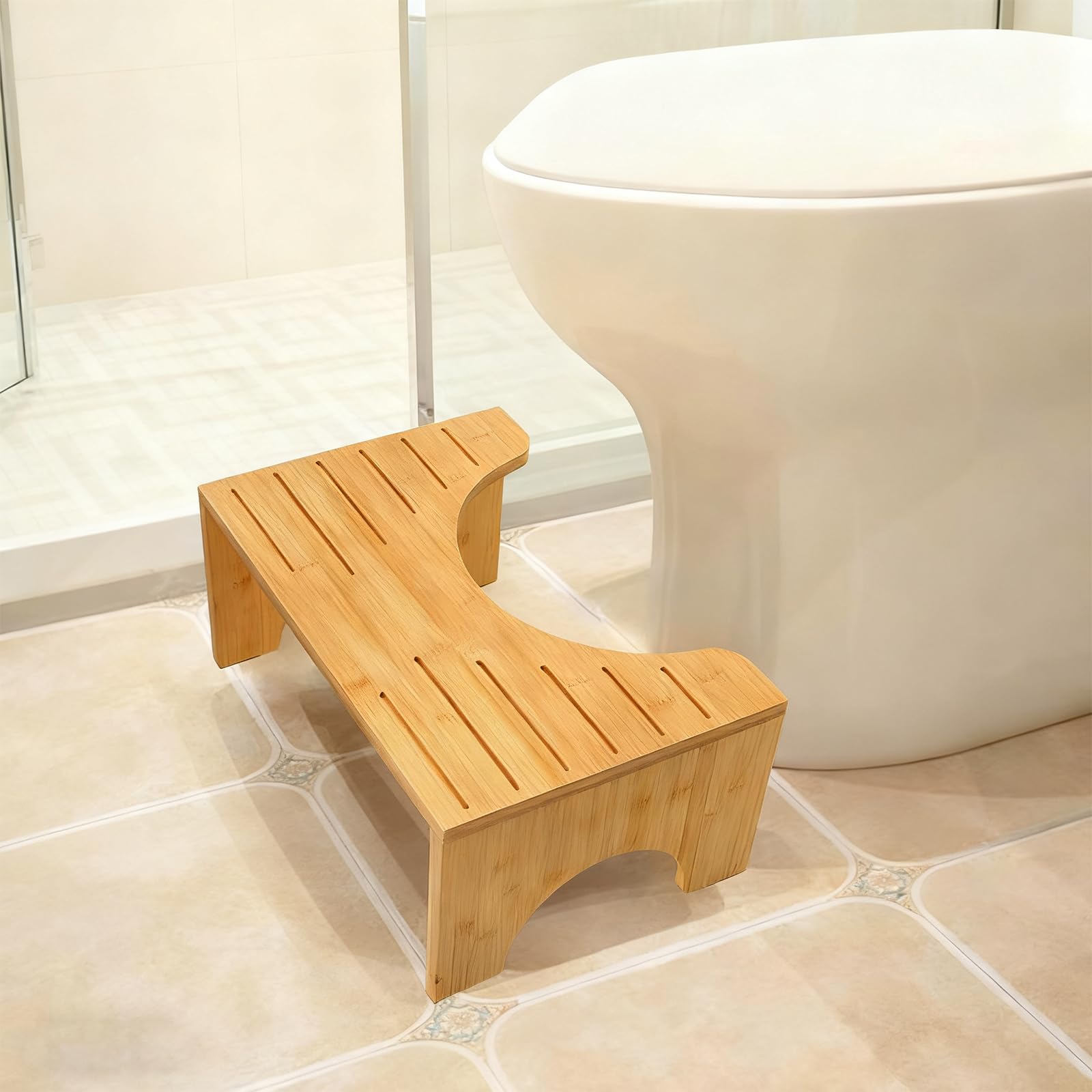 Toilettenhocker, Toilettenhocker Erwachsene, Ergonomisch Geformter Kackhocker, Klo Hocke passend für vorhandene Toiletten, Geeignet bei Hämorrhoiden, Verstopfung und Blähungen