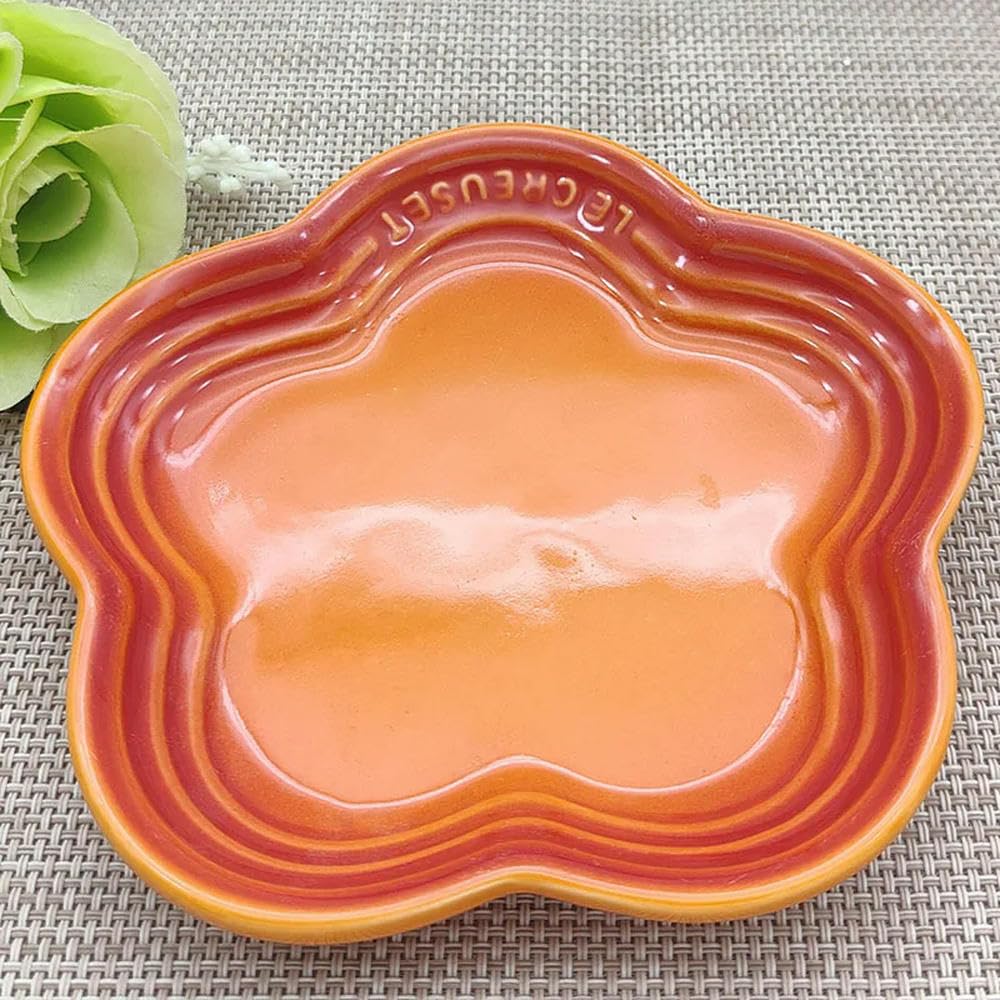 XIANGKANXUE Plum Blossom Small Plate 5.5Inches 14cm Rainbow Sauce Plate Flower Shaped Pet Gradual Spike Bone Plate Tableware Ceramic Dishs