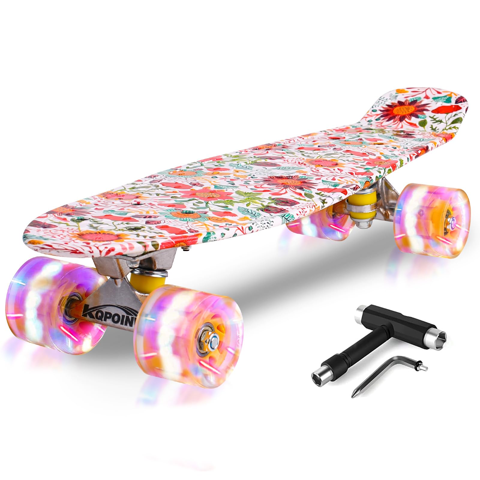 Skateboards, 22" Complete Skateboard, Mini Cruiser Skateboard for Kids Boys Girls Teens Beginners with Colorful Flashing Wheels Skate Tool, Kids Children's Day Gift