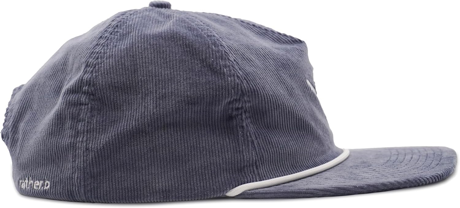 Rather Be Club Rather Be Shaka Corduroy Rope Hat – Unisex Vintage Surf Cap with Embroidered Shaka Hand – Adjustable Metal Buckle Strap Grey - Image 6