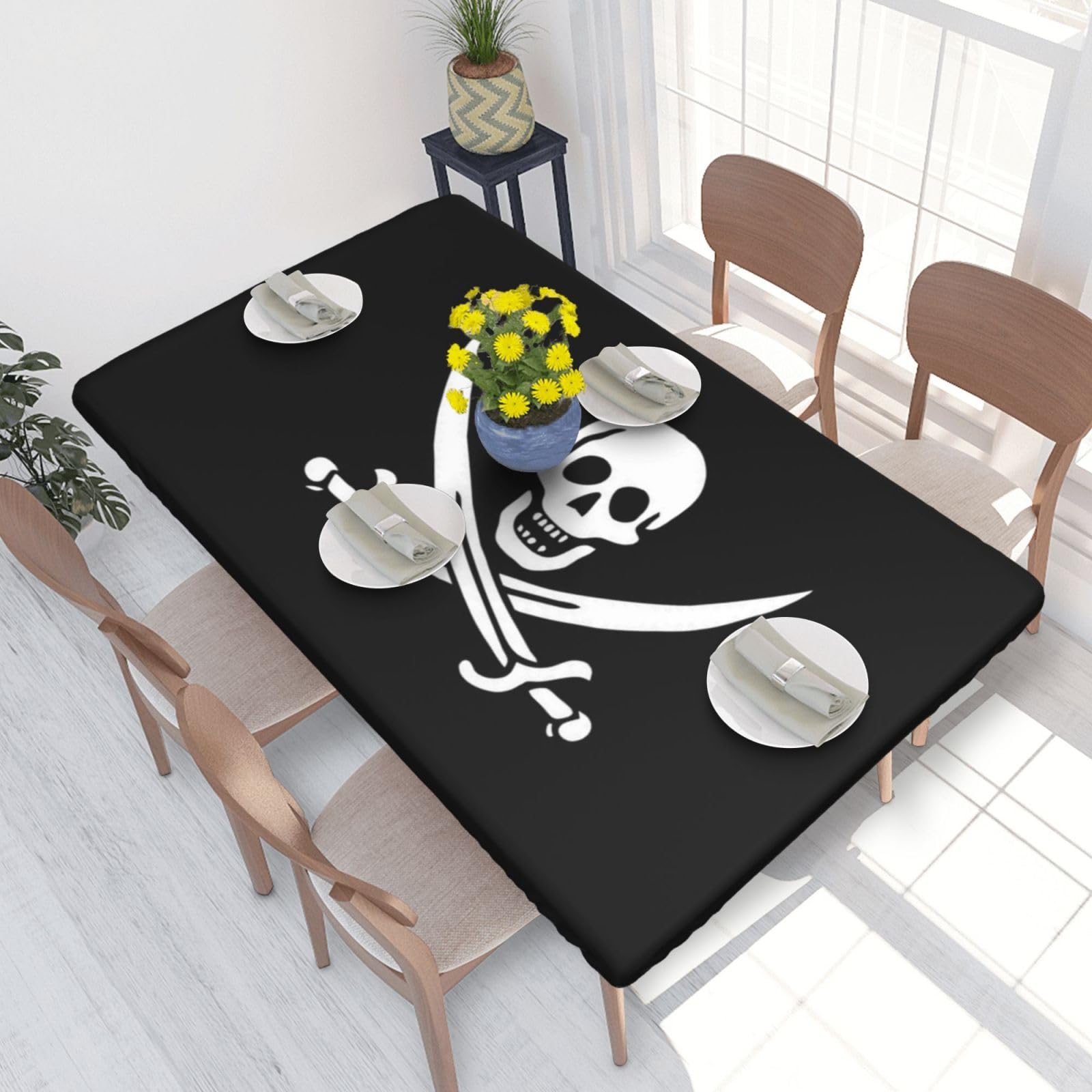 WKSGDSG Fitted Tablecloth For Dining Room 4ft, Elastic Edged Table Cover