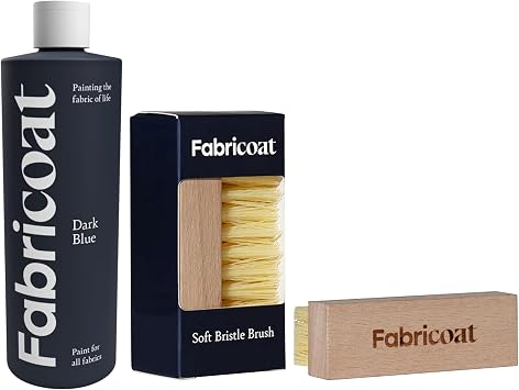 Fabricoat - Fabric Paint for Furniture 500ml Dark Blue + Soft Bristle Brush | Deep Cleans & Easily Lifts Dirt from Fabric and Upholstery | Restore or Change the Color of Couches, Chairs, Upholstery