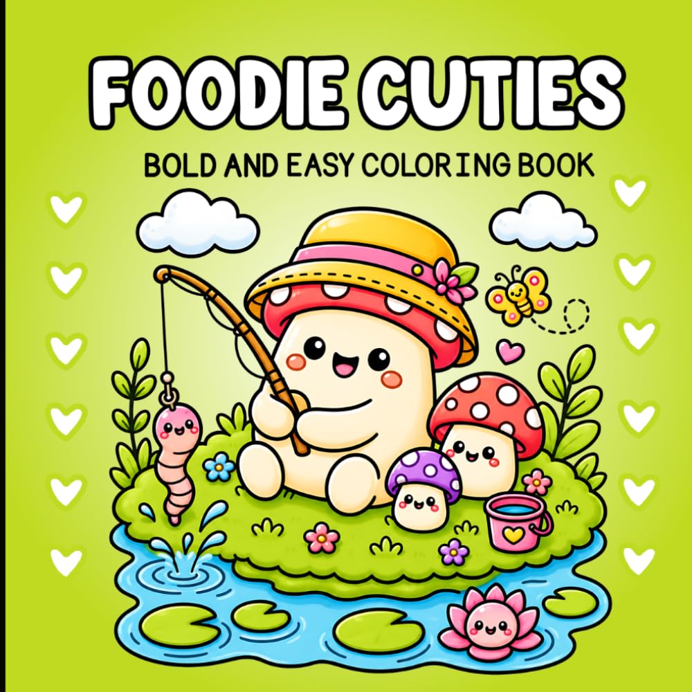 Bold and Easy Foodie Cuties Coloring Book: Cute and Cozy Food Characters for Stress Relief and Relaxation.