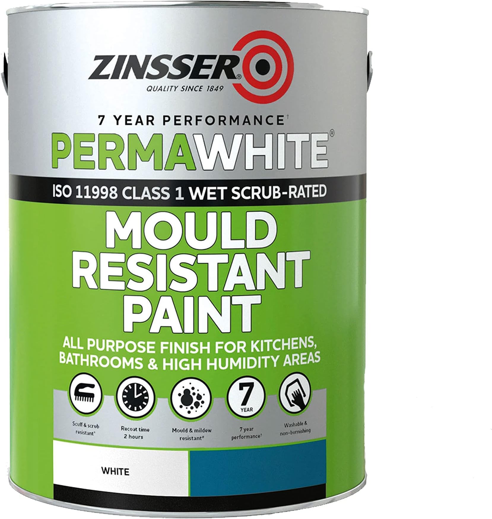 Zinsser PermaWhite Interior Matt Mould Resistant Paint 5 Litre