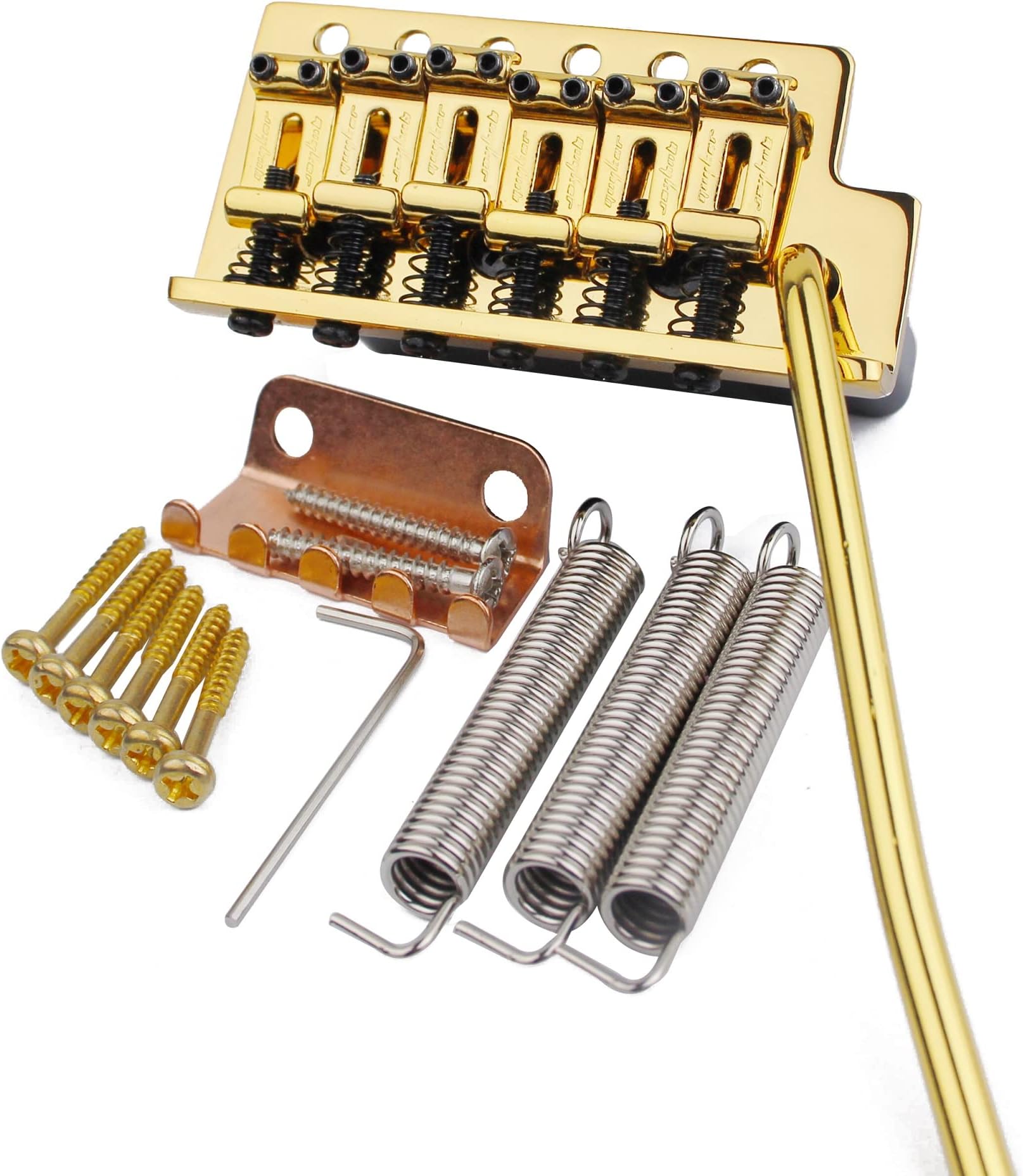 Guyker Tremolo Bridge Vintage Bent Steel Saddles Compatible with Start ST Electric Guitar (GK-1004, golden)