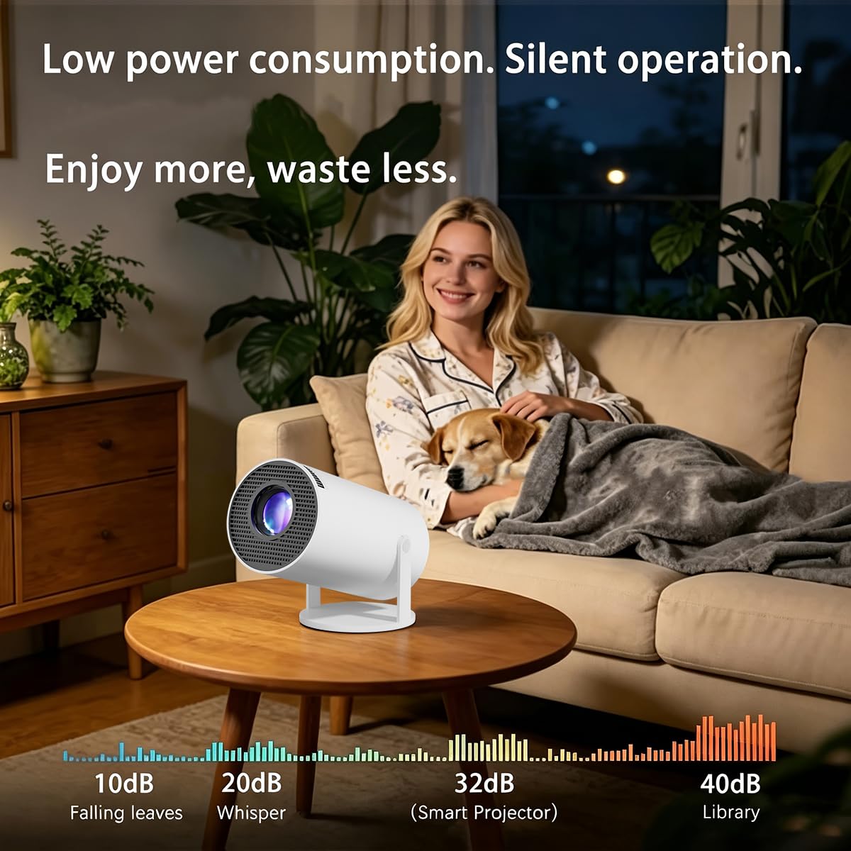 Proiettore Smart Appartamento, Nativo 1080P Supporto 4K, Android 11, WiFi 6 + Bluetooth 5.4, Rotazione di 180°, Compatibile con iOSAndroidTV