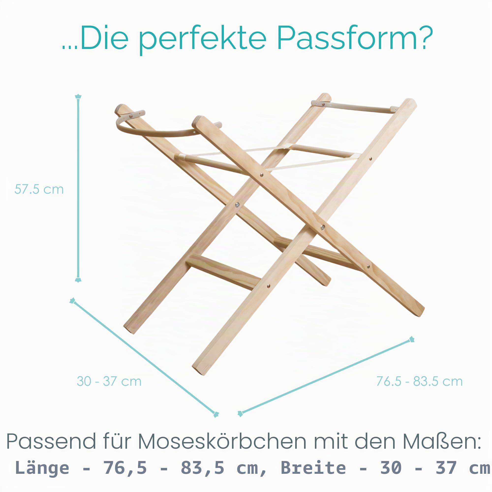 Clair de Lune Klappbarer Babykorbständer aus Holz, Natur