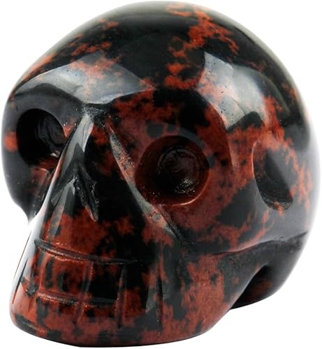 Miniatura 3 de Rockcloud Estatua de calavera humana de Reiki de cristal curativo, esculturas mahagony obsidiana de 1 pulgada