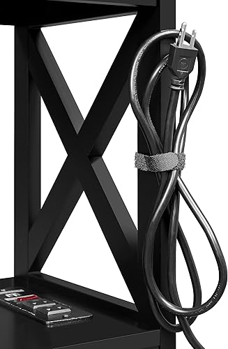 Miniatura 33 de Yaheetech Soportes de televisión y centros de entretenimiento con estante de almacenamiento de 3 niveles para sala de estar, color negro Negro