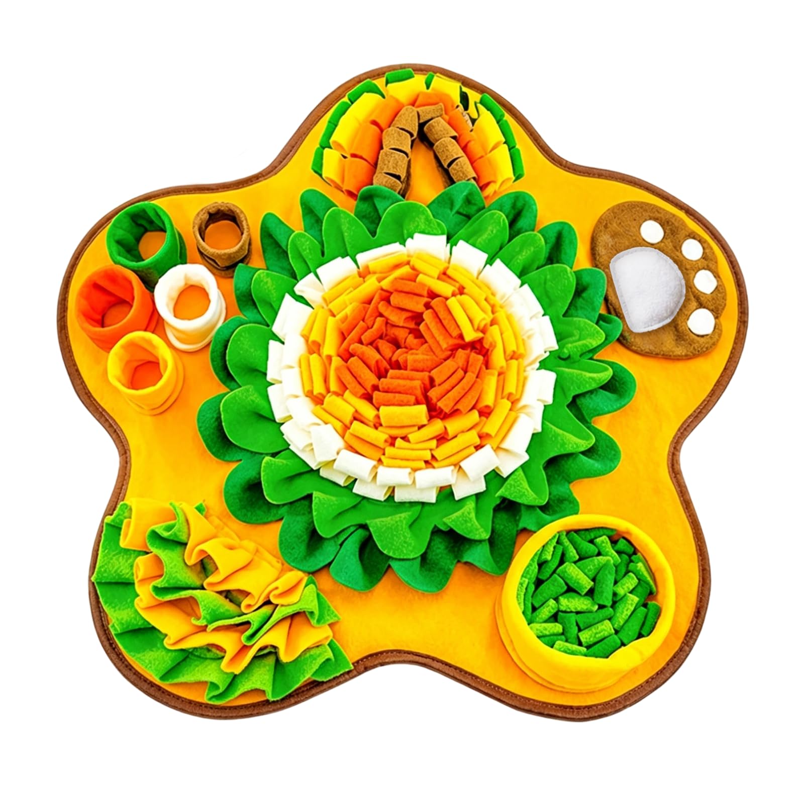 Tappetino da fiuffo per cani, 60 x 60 cm, gioco interattivo per l'alimentazione, girasoli a forma di stella, in pile, giocattolo per stimolo mentale e comfort