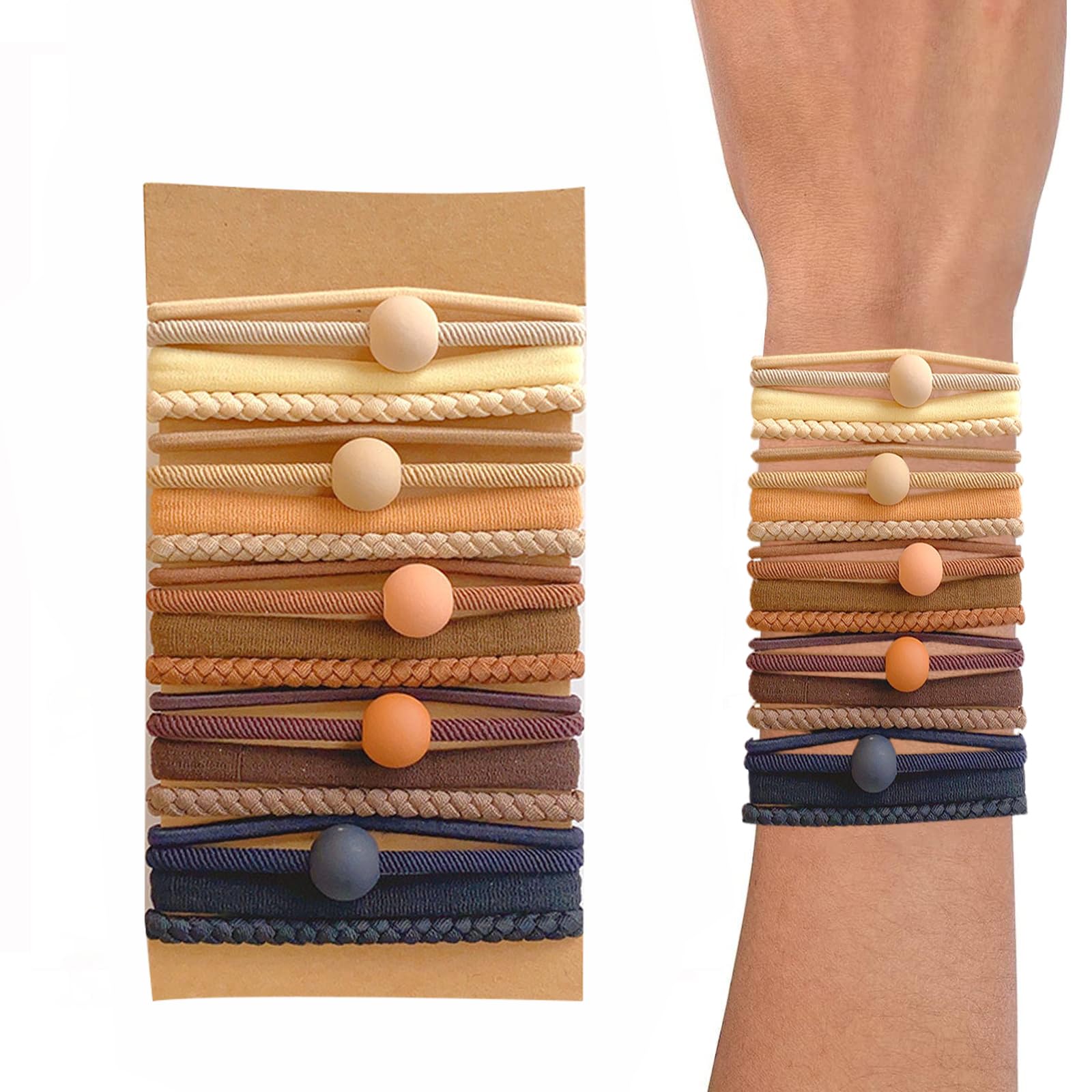 Boho Hair Bobbles for Women (J), 20 count (Pack of 1)