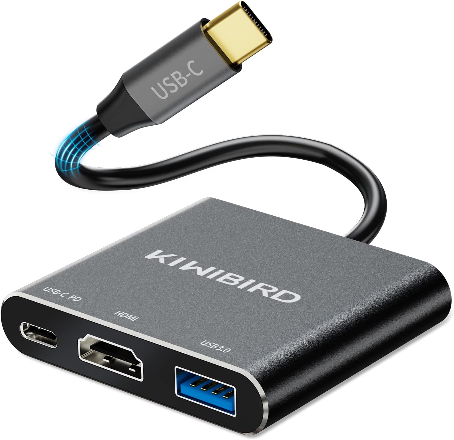 KiwiBirdUSB C to HDMI 4K AV Multiport Adapter HUB with USB 3.0, Type C PD Charging 100W Power Delivery Compatible with MacBook Air Pro M1 M2, iPad Pro, iMac, iPhone 15, Surface, Dell XPS, Galaxy S24