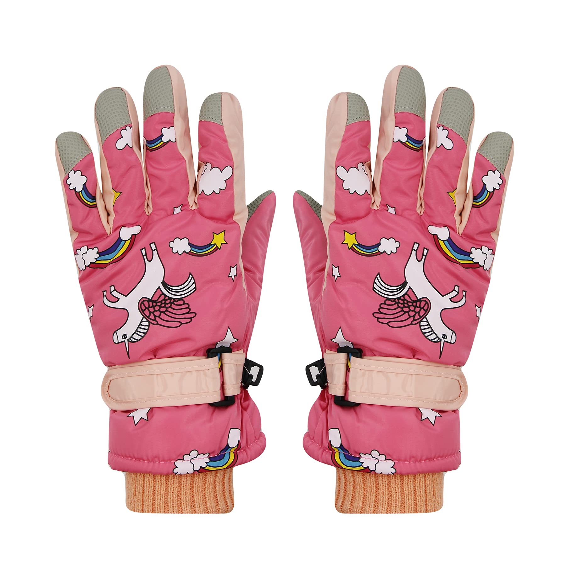 RARITYUS Kids Cute Unicorn Gloves Waterproof Winter Ski Fleece Lined Snow Glove Thermal Warm Mittens for 2-9Y Boys Girls