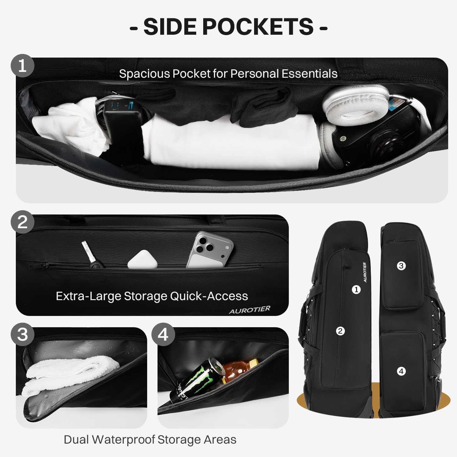 Large Rolling Baseball Catchers Gear Bag with Wheels, Wheeled Softball Bag for 4 Bats with Fence Hooks Waterproof Pocket Shoe Compartment for T-Ball Adult, Baseball Equipment Duffle Bag - Image 3