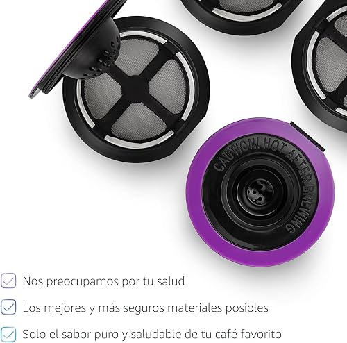 Miniatura 4 de 4 tazas K reutilizables negras para cafeteras Keurig, compatibles con Keurig K-Classic, K-Select, K-Duo, K-Elite, K-Latte y K-Café