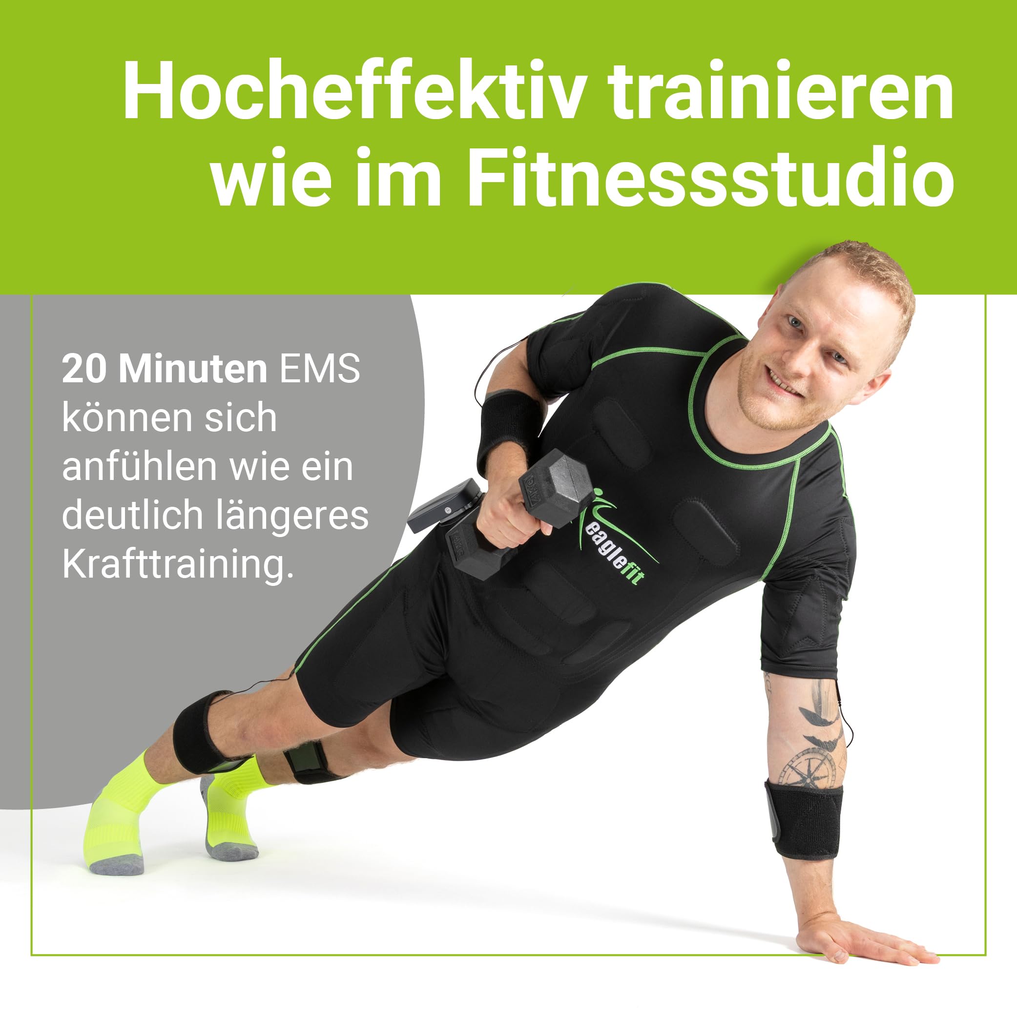 eaglefit - Connect EMS Anzug mit 28 Elektroden inkl. Box zur Steuerung - Training für Zuhause, Kleidung für Ganzkörper-Workout, Muskeltrainer, Bauchtrainer, gezielte Muskelstimulation Damen & Herren