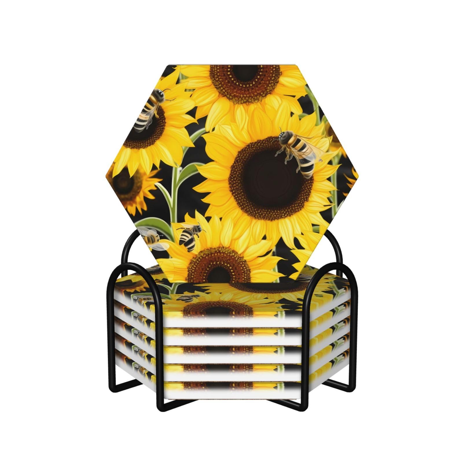 Protection de table pour bar et café sous-verre tournesol et abeilles