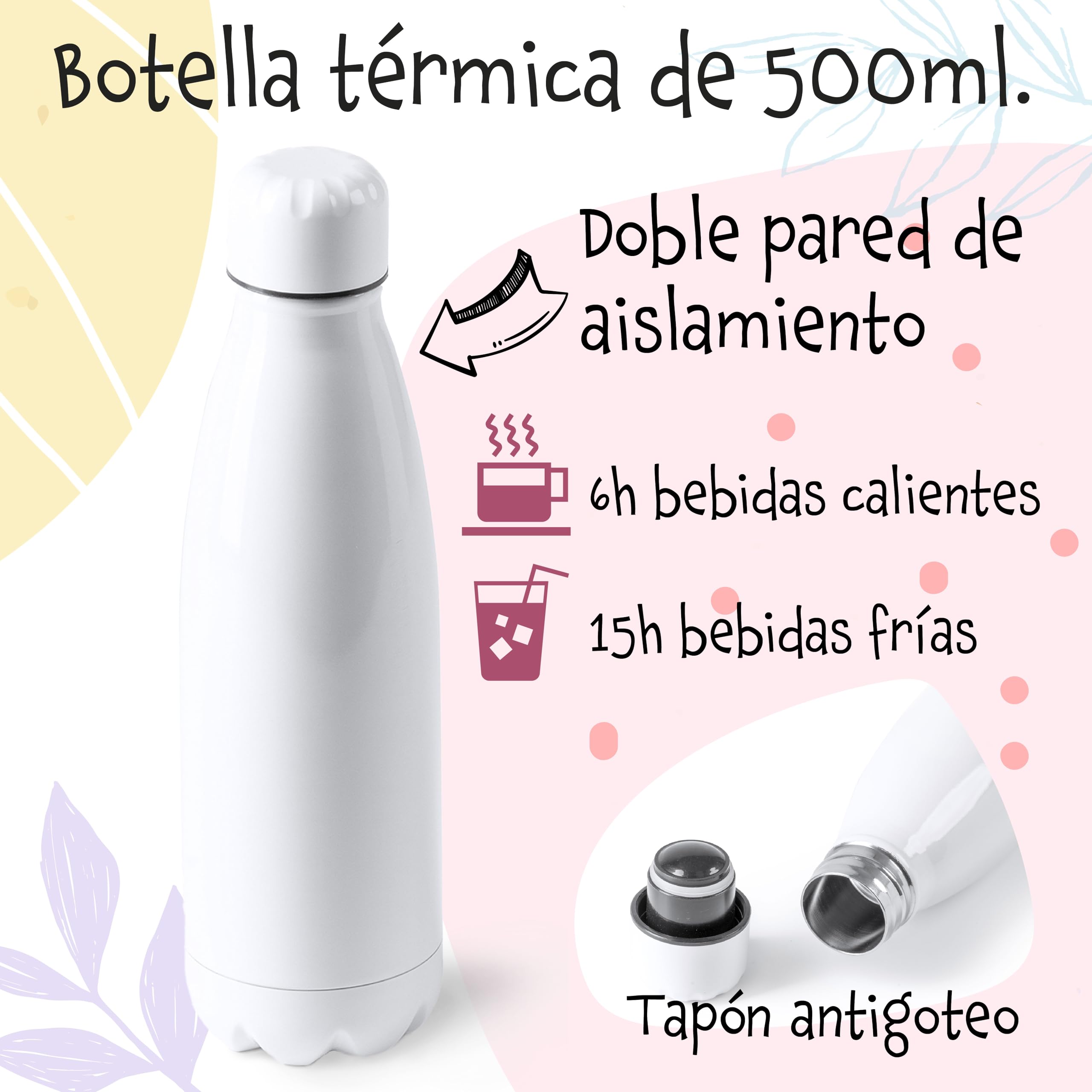 Regalos de Fin de Curso para Profesores, Tote Bag y Botella Térmica Profesora + Opción de Añadir Taza Personalizada | Regalos Profesores Personalizados, Regalo para Maestra de Infantil (Arco Iris)