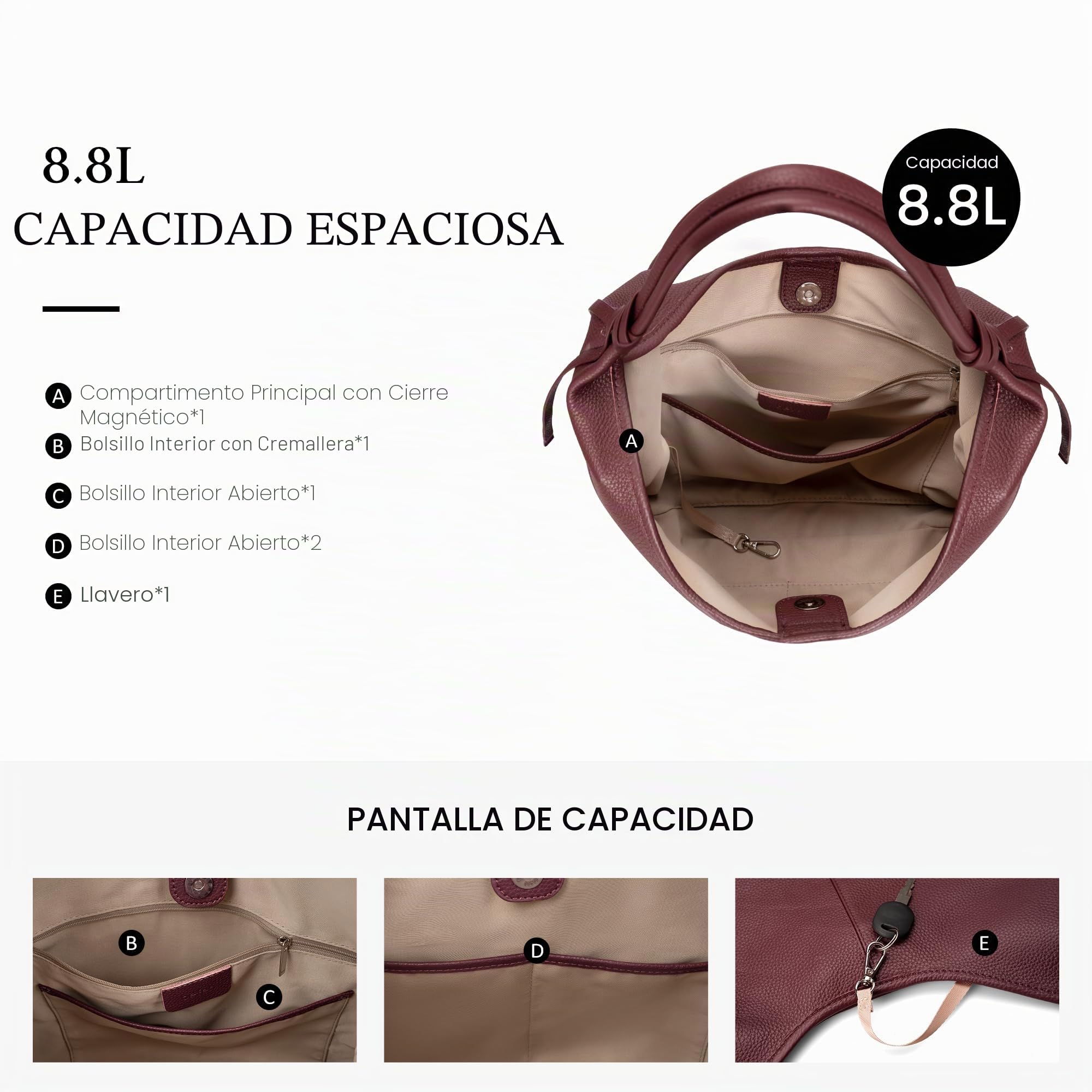 befen Bolsos Hobo de Piel Auténtica para Mujer, Bolso de Mano y Hombro de Primera Calidad con Lazo de Borlas