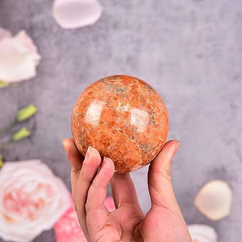 JIC Gem Cristal curativo natural de piedra solar Esfera de adivinación piedra preciosa Esfera Feng Shui Reiki Aura Cristal Bola decoración para