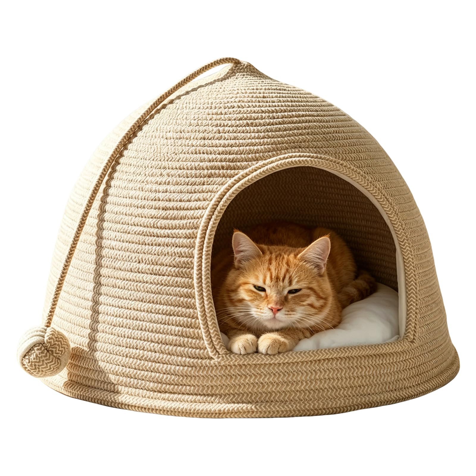 Guiwuiyu Semi-Enclosed Cat Bed Cave with Removable Cushion