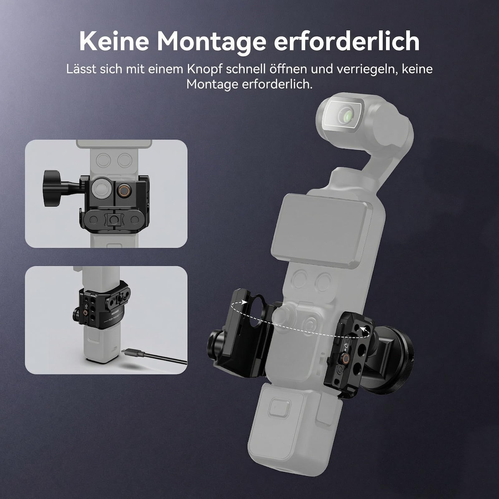 NEEWER Kamera Gimbal Käfig kompatibel mit Xtra Muse und DJI Osmo Pocket 4, schützendes Action Kamera Videostativ mit Blitzschuhadapter, Fotozubehör, Keine Montage erforderlich, AC069