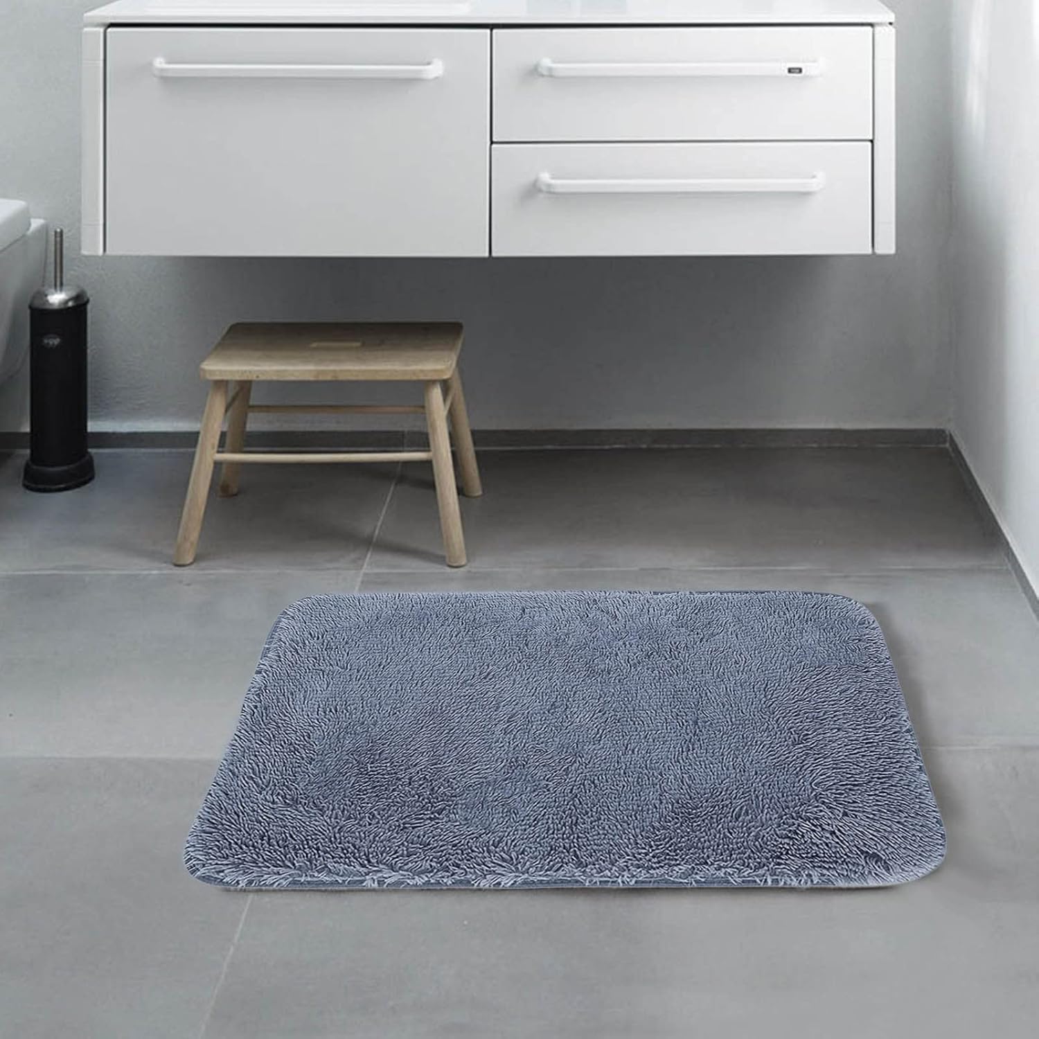Scceatti Kitchen Rugs Plush Bathroom Rugs Grey Shower Rug
