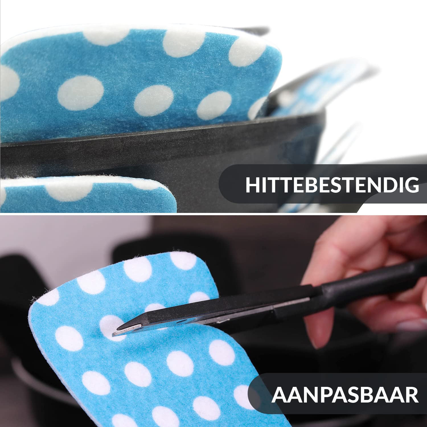 Chefarone Pannenbeschermer vilt - 5-delige set - 38,5 cm - XL pannenbescherming - stapelbescherming voor perfecte pannen bescherming (blauw