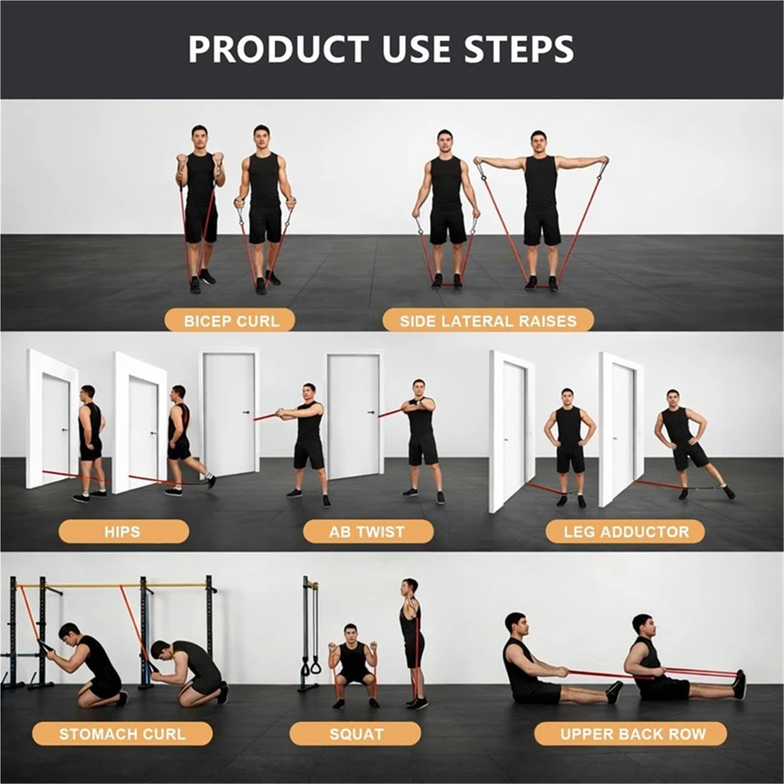 Bandas De Resistencia Bandas elásticas de 150 LBS, Cuerda Goma for Fitness, Resistencia for Entrenamiento Muscular, Pilates, Yoga, Equipo Ejercicio en casa