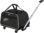 Petsfit Pet Carrier with Wheels, Rolling Dog Carrier for Small Dogs or 2 Small Cats, Airline Approved Dog Carrier with Telescopic Handle Perfect for Travelling Under 15lb,Blue