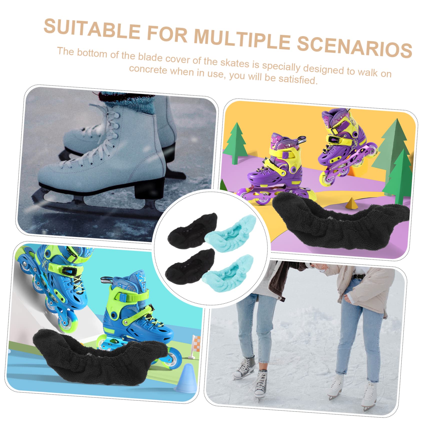 BESPORTBLE Fundas para Patines Protecciones Skate Protectores De Cuchillas De Microfibra Empapadores para Patines Artísticos Pantalones De Skate Patinetas Cubiertas De Patines