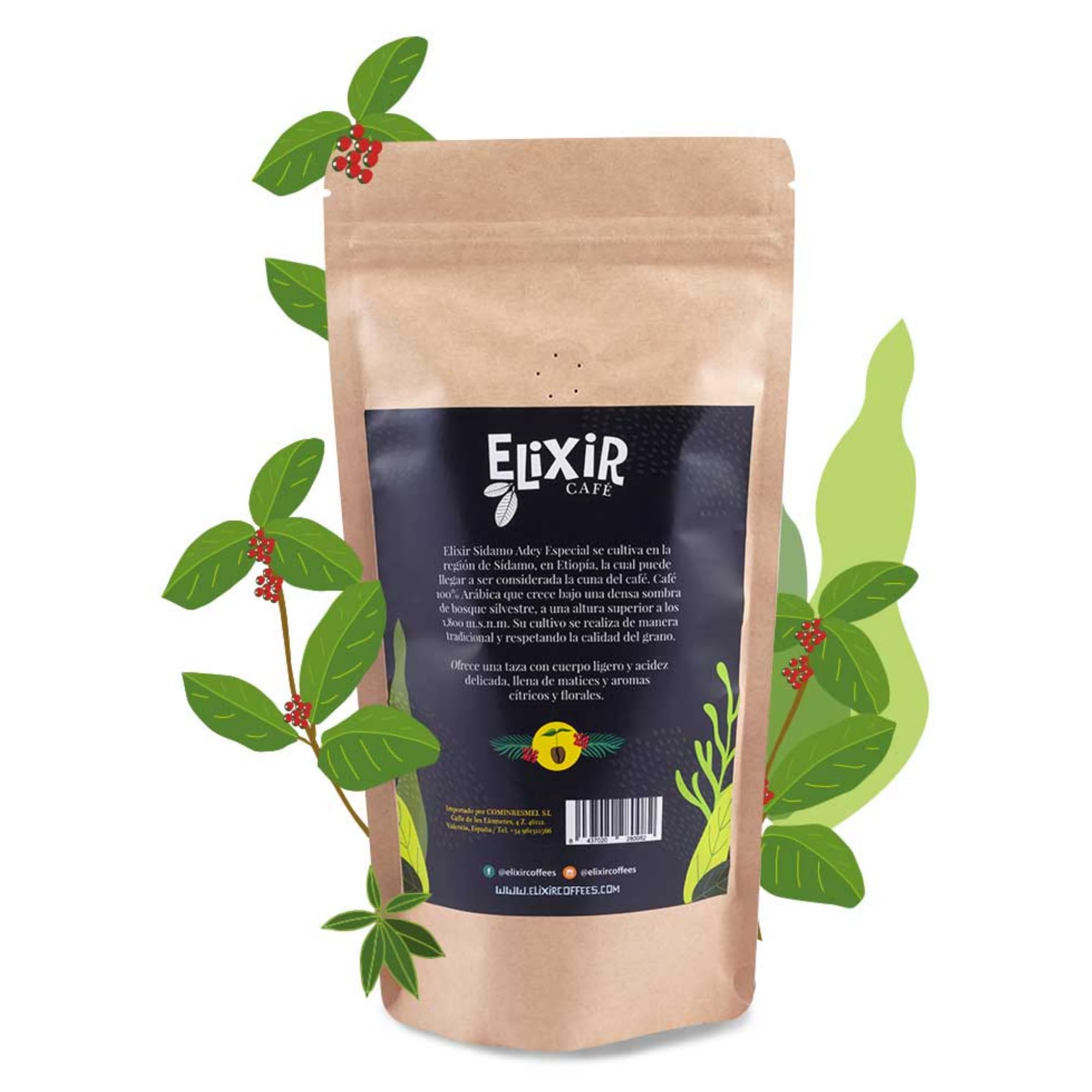 Cafe En Grano Natural 1kg Elixir - Cafe Especialidad Etiopía | Café En Grano 1kg | Café Arabica Etiopía | Intenso 5/5